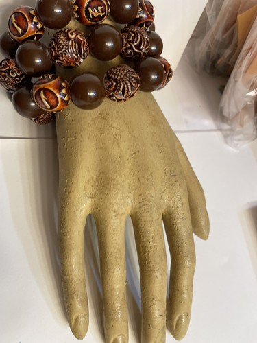 3 pc Jan Carlin Bakelite with China Carved Beads One of a Kind Set of Three - Picture 8 of 15