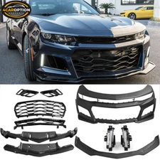 Fits 16-18 Chevy Camaro ZL1 Style Front Bumper Conversion Kit w/ DRL Fog Light