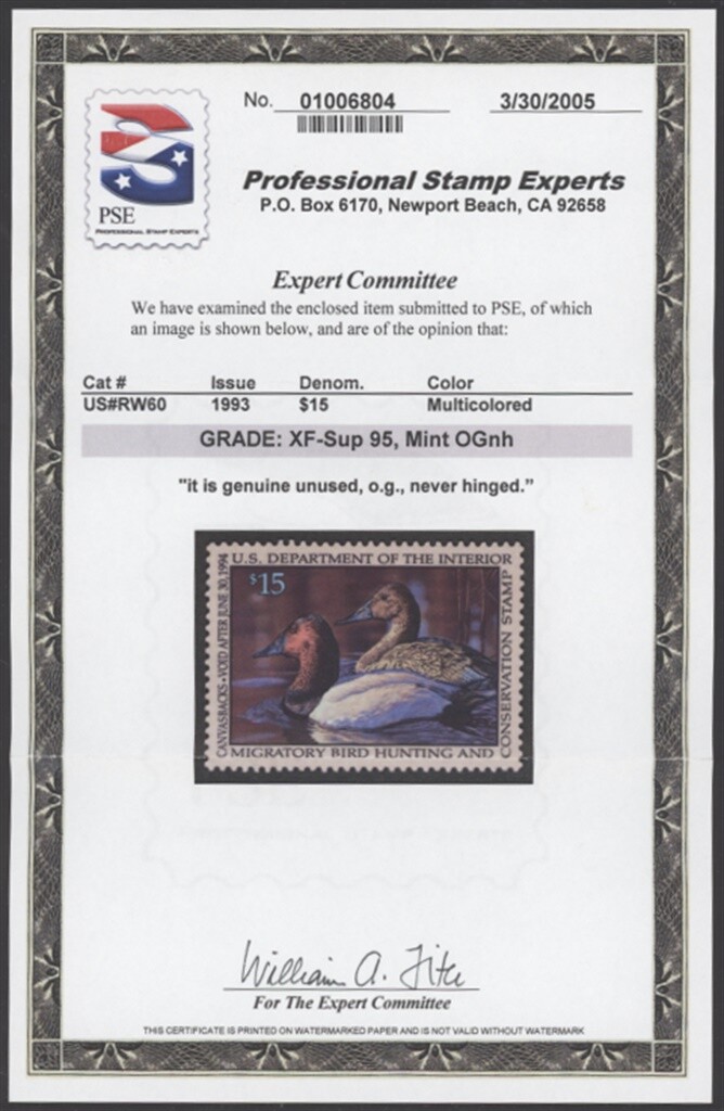 切手60 RW60 1993 - Duck Stamp Program - First Day of Sale **FDS