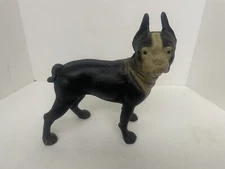 Vintage Antique Cast Iron Boston Terrier Bull Dog Door Stop  9.5”