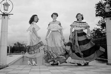 Three women dress native dresses pose San Jose Costa Rica 1952 4x6 Photo