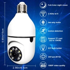 4 Digital Zoom Video 2MP Wifi Camera Night Vision Full Color E27 Bulb