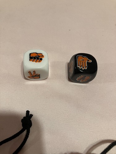 Loot Crate Rock Paper Scissors Dice Black White Dice Set - Picture 2 of 2