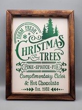 Christmas Trees Cider  Hot Chocolate Rustic Handmade Wood Sign Farmhouse