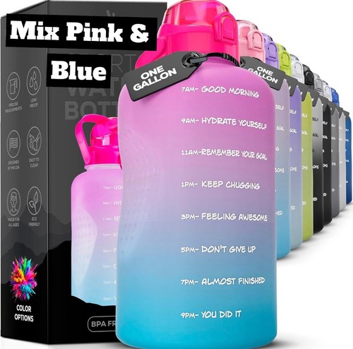 One Gallon Motivational Water Bottle With Straw And Handle. BPA FREE. USA - Picture 3 of 11