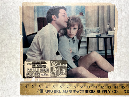 CAMA CON PIANO 1970s Carlos Amador Film Original Vintage Lobby Card Poster