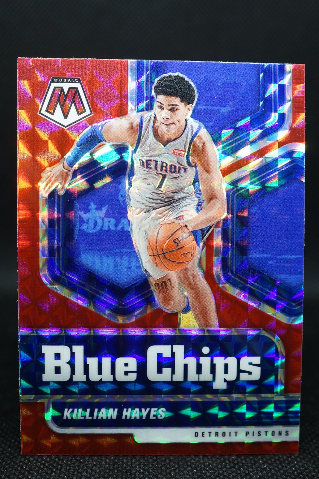 Killian Hayes 2020-21 NBA Mosaic Blue Chips Red Mosaic Prizm RC #2 COLOR MATCH