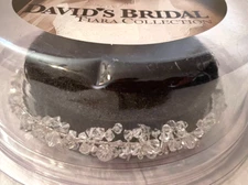 David's Bridal Tiara 4595-0364 Silver Square Sequin & Crystal Crown Headpiece