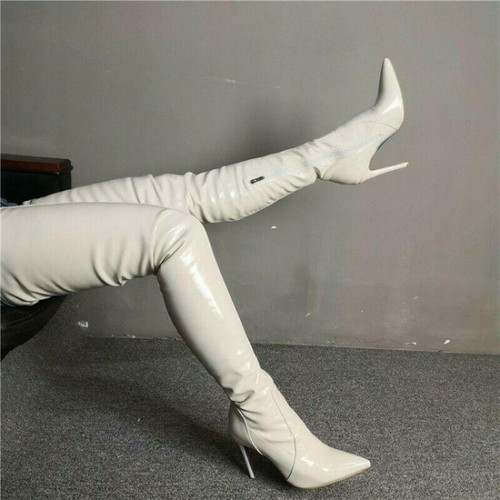 Sexy Womens Stilettos Over Knee Thigh High Boots Party Side Zip Pointy Toe Shoes - Picture 7 of 13