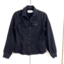 Closed Denim Jacket Women’s M Washed Black Button Front Made In Italy