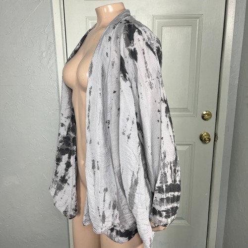 Camisa para mujer Fenini grande tie dye frente abierto nailon rayón Lagenlook Top R3-2 - Imagen 2 de 6