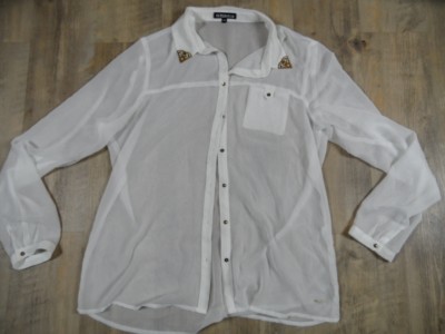 SUPERSTAR tolle leichte transparente Bluse creme Gr. 40 TOP ZC118