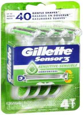 SM Gillette Sensor 3 Disp Razor Men 4ct
