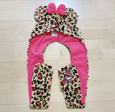 Minnie Fan Cap Muffler Pink Leopard Pattern Fluffy Tokyo