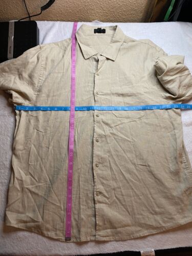 Magaschoni Mens XL Button Down Shirt Khaki Long Sleeve Business Casual Preppy - Picture 7 of 8