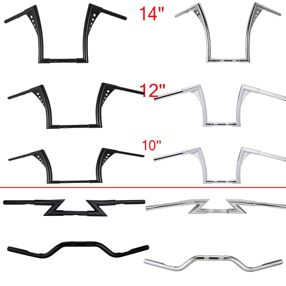 Perchas de elevación de manillar de 14 pulgadas para Harley Sportster XL 883 1200 FLST FXST Foto 4 de 4