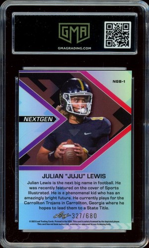 2023 Leaf NEXTGEN Prismatic Metal Holo 1st ROOKIE /680 Julian JUJU Lewis GMA 10 - Picture 2 of 2