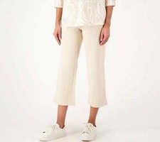 Belle by Kim Gravel Petite Ponte Wide Leg Cropped Pant Sand Bar 4P A588004