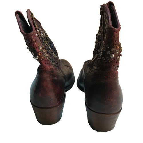 Frye Side Zip Short Maroon Leather Riding Boots Size 8 8" tall OO - Picture 7 of 11
