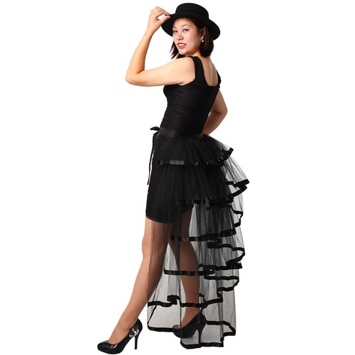 Women Victorian Steampunk Black Bustle Tutu Belt Underskirt Gothic Party - 第 4/44 張圖片