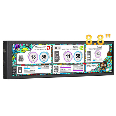 8.8'' Portable Monitor 1920x480 IPS Secondary Screen for PC Computer Raspberry PI