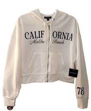Zip Up Hoody Women Med Harper & Ivy New Wtags White Calif Malibu Beach