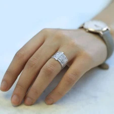 Solid 925 Sterling Silver Band Ring Statement Designer Handmade Ring All Size