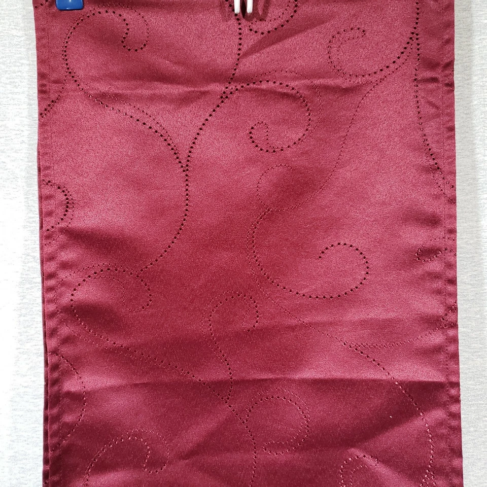 Rich Maroon Table Runner Pointed Ends Tassels Geometric Swirl Pattern 72"x13" - Image 3 of 4