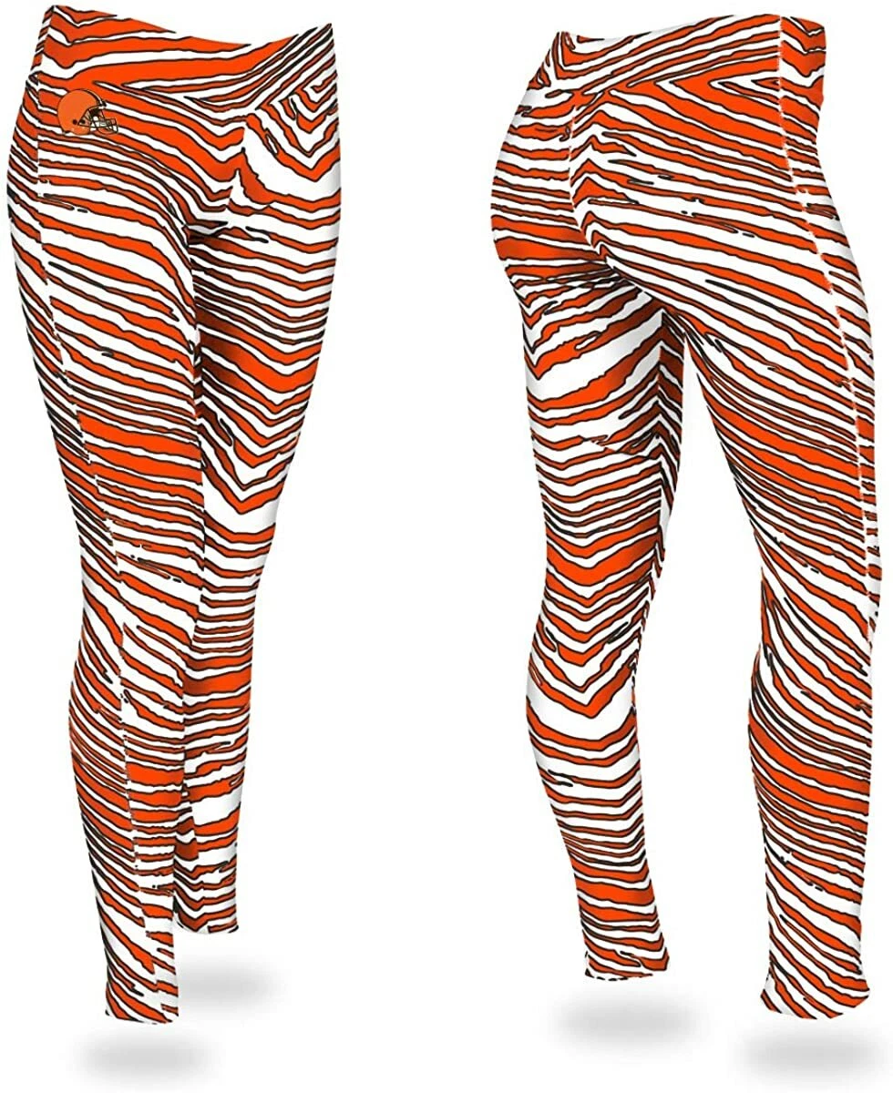 Cleveland Browns football Women's Zebra Print Legging, Fire Red/Brown, Gift for Fan