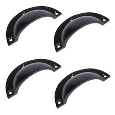4x Curved Cabinet Cup Handle Cast Iron Cupboard Handles 95mm x 46mm Black