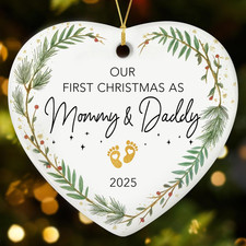 Baby First Christmas Ornament 2025 - Our First Christmas as Mommy and Daddy Orna