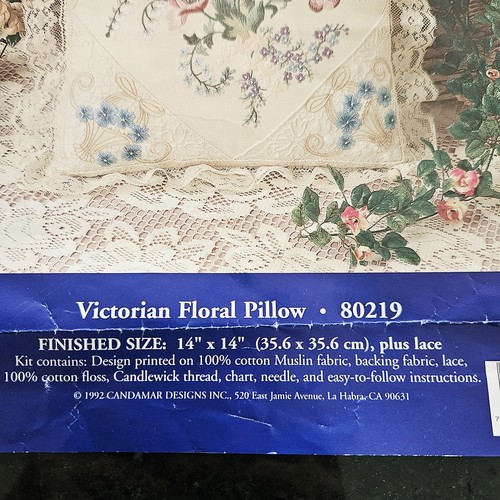 Candamar Designs Candlewicking Embroidery Kit Victorian Floral Pillow #80219 14" - Picture 3 of 5