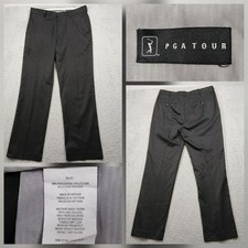 PGA Tour Golf Pants Men's 34x32 Black Stretch Performance Flat Front