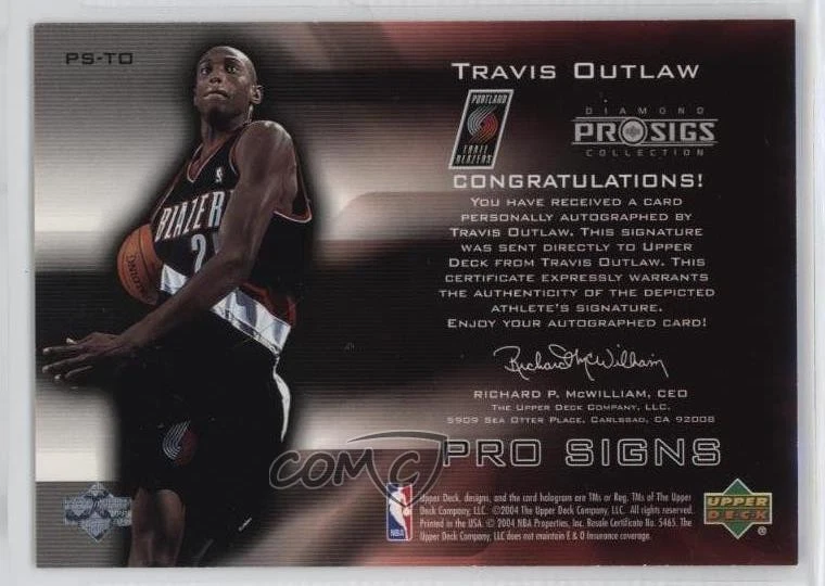 2004-05 Upper Deck Pro Sigs Diamond Collection Signs Travis Outlaw #PS-TO Auto - Image 2 of 2