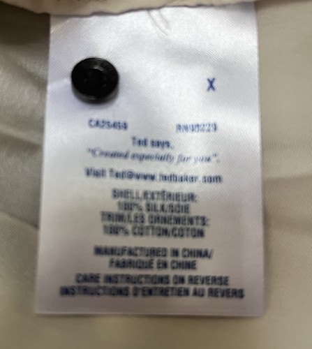 Ted Baker Cream & Black Mini Sleeveless Silk Shift Dress - Size Small 6/8 - Picture 5 of 5