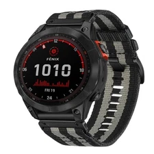 For Garmin Fenix 7 Sapphire Solar Nylon Canvas Quick Release Gold Strap