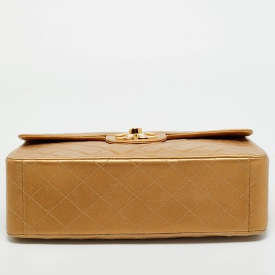 バッグ CHANEL Vintage Gold Leather Flap Bag Chanel Gold Quilted Leather Vintage Classic Single Flap Bag | eBay