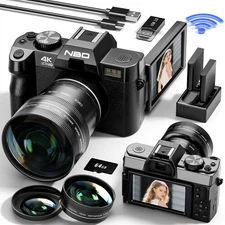 NBD 4K 48MP Digital Camera 16X Autofocus Vlogging Photography 64GB TF