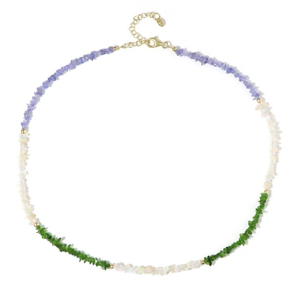 Tansanit Opal Diopsid Vergoldete Halskette-image