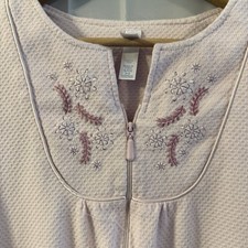 Womens S 4/6 Light Pale Pink House Coat Zip Nightgown Pjs Waffle Weave Grandma