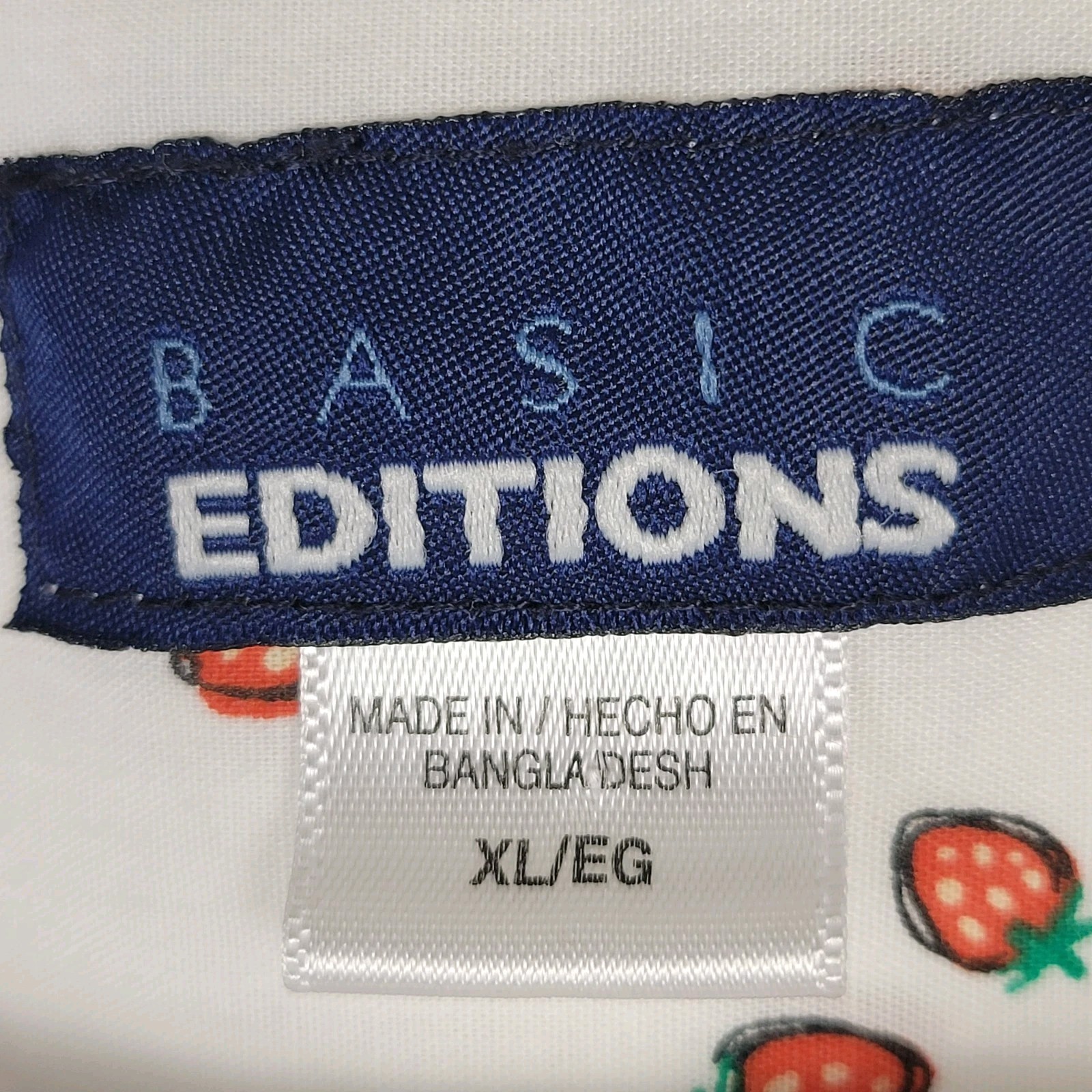 Basic Editions Strawberry Print Button Up Top XL … - image 2
