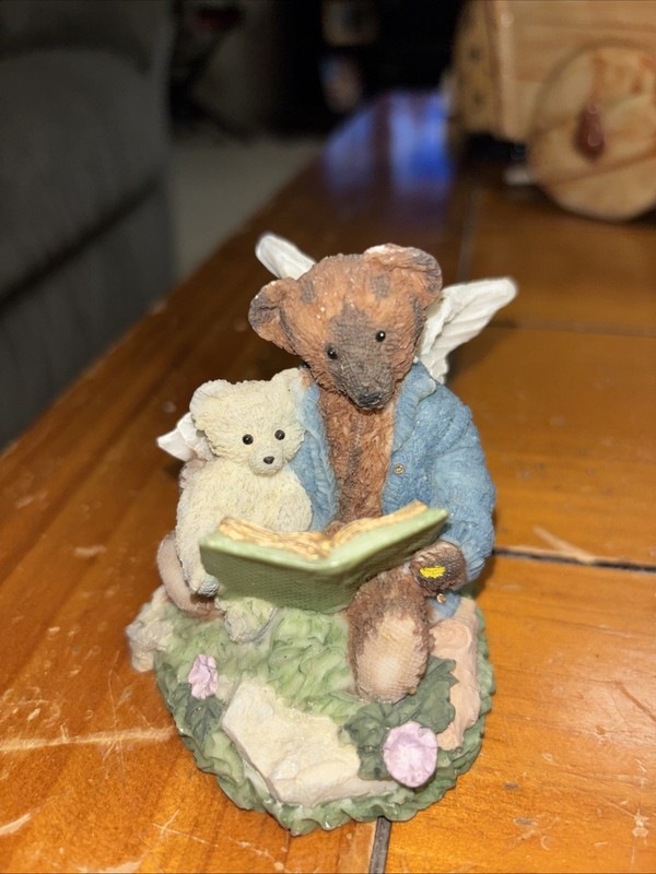 1994 Teddy Angels Old Bear and Little Bit Reading BA-006 Love to Learn Figurine