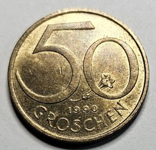 1990 Austria 50 Fifty Groschen - Aluminum Bronze - Austrian - World Coin Europe
