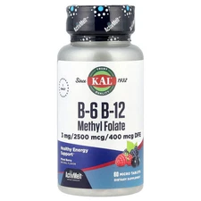 B-6 B-12 Methyl Folate, Mixed Berry, 60 Micro Tablets