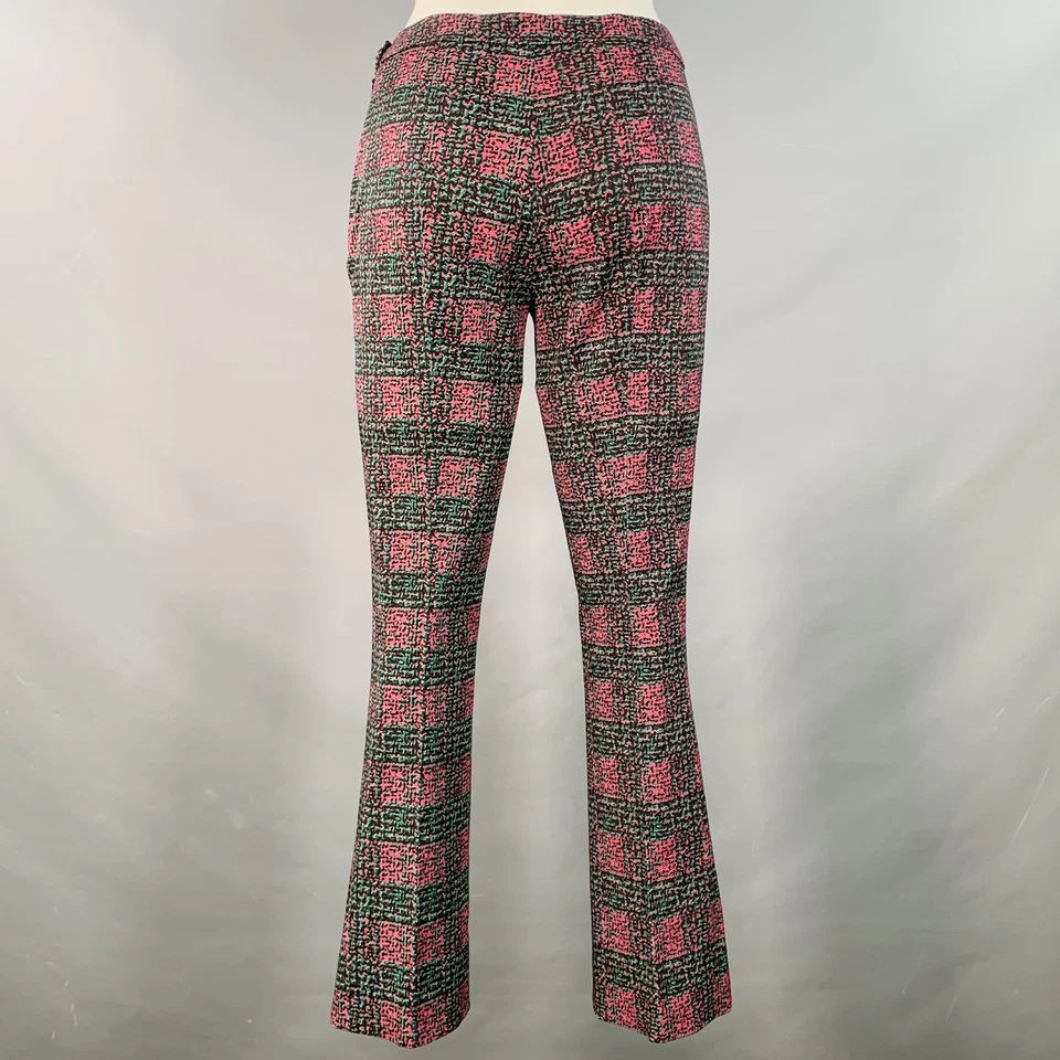 Pantalones de vestir acampanados calce ajustado mezcla geométrica de lana rosa verde azulado talla S de PRADA Foto 3 de 4