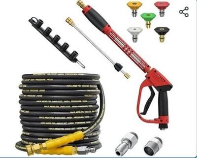 #ad 5000PSI Pressure Washer Gun and Hose Kit 50FT Kink Resistant Steel Braided Powe $52.50