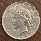 1924 Peace Dollar US $1 Coin 90% Silver Nice Uncirculated AU/BU
