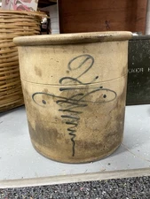 Antique Salt Glazed Crock Stoneware Cobalt Decorated Red Wing Dragon Fly