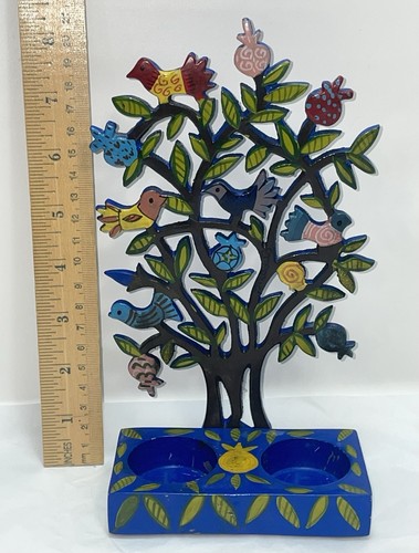 Tree of Life Candlesticks with Birds and Pomegranates in Lazer Cut Metal - Picture 11 of 13