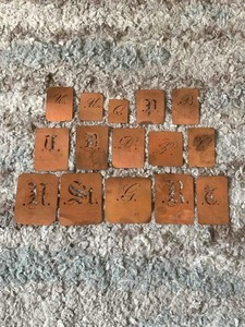 Lot of (15) Vintage Copper Monogram Letter Initials Embroidery Stencils